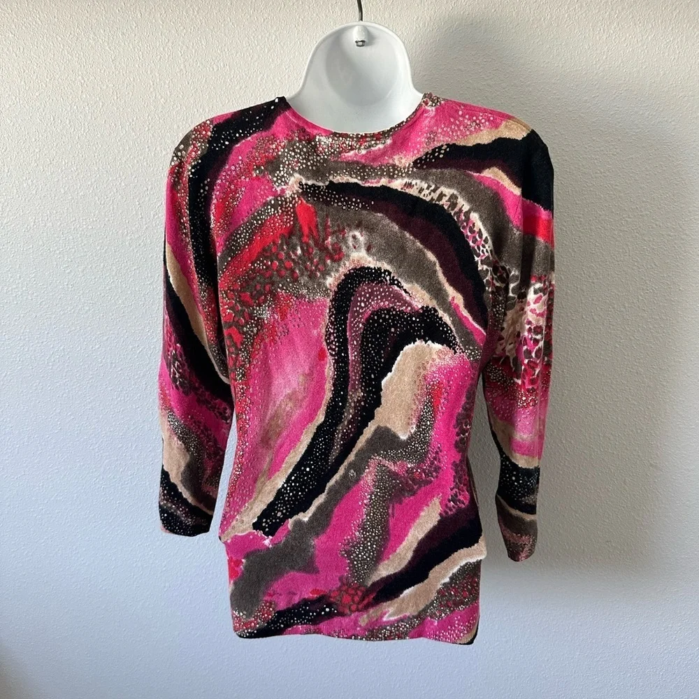 Alberto Makali Pink and Black V-Neck‎ Sweater